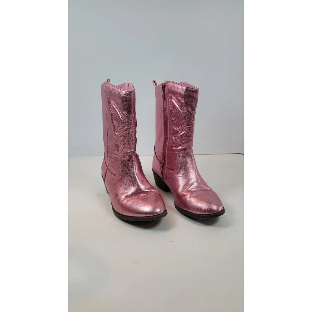 Old Navy Womens Sz 4 Pink Metallic Arizona Embroidered Western Boots